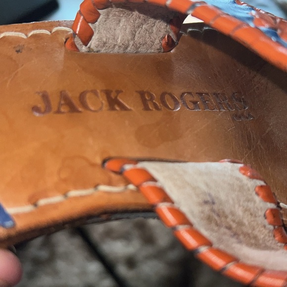 Jack Rogers Navajo Rattan Open Toe Slide On Sandals Midnight Blue/Orange… - Picture 3 of 4